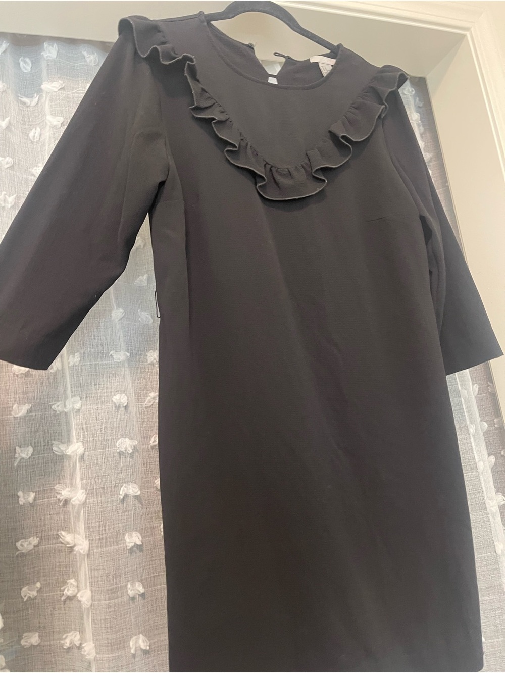 H&M Black Textured Shift Dress with Back Cutout